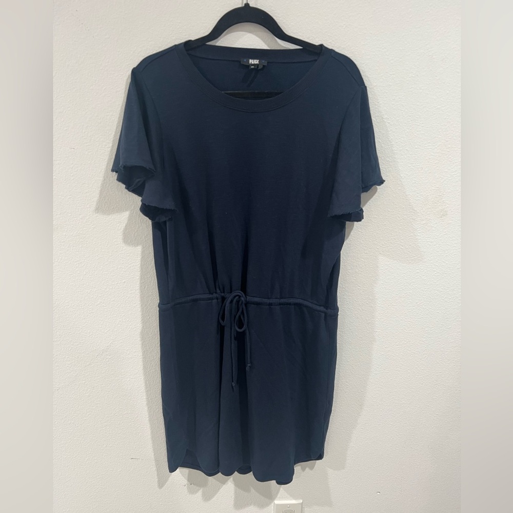 PAIGE Navy Short Sleeve Drawstring Waist Dress – Size XL